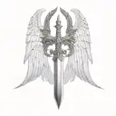 st michael sword one angel wing tattoo design idea
