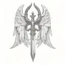 st michael sword one angel wing tattoo design idea