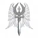 st michael sword one angel wing tattoo design idea