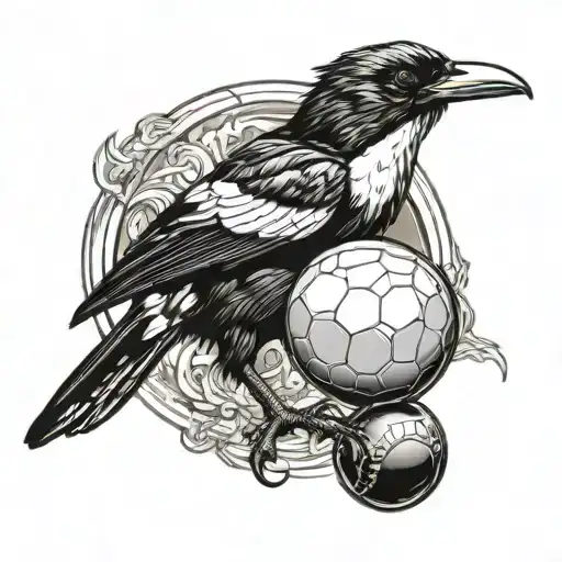 Australian Magpie carrying afl ball tattoo design idea
