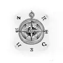 Anchor with rope and a compass tattoo design idea