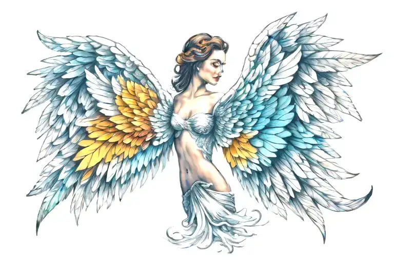 Angel wings spread wide tattoo design idea