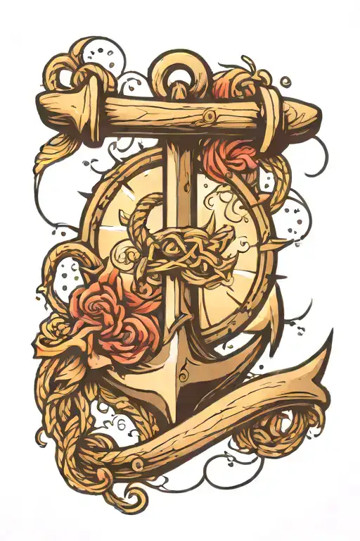 Anchor breaking free tattoo design idea