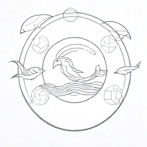 swimming in circles tattoo design idea