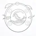 swimming in circles tattoo design idea