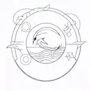 swimming in circles tattoo design idea