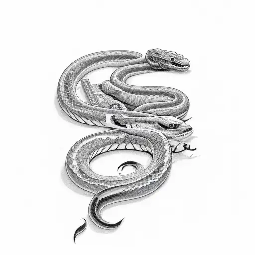 Switchblade with a snake as handle and fern in the back tattoo design idea