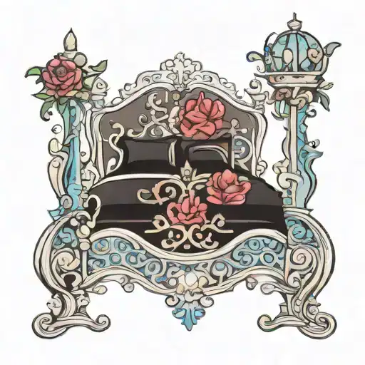princess bed tattoo design idea