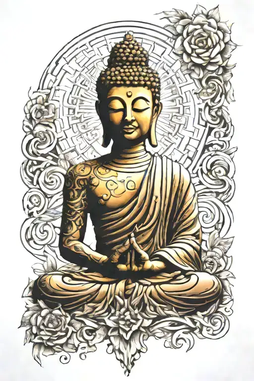 tebetan buddha tattoo design idea