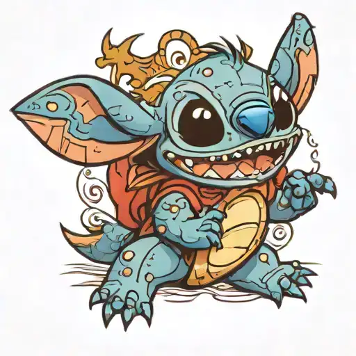stitch cartoon character tattoo design idea