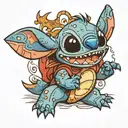 stitch cartoon character tattoo design idea