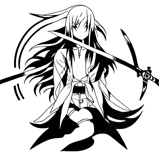 anime, demon Slayer, sword art, minimalist  tattoo design idea