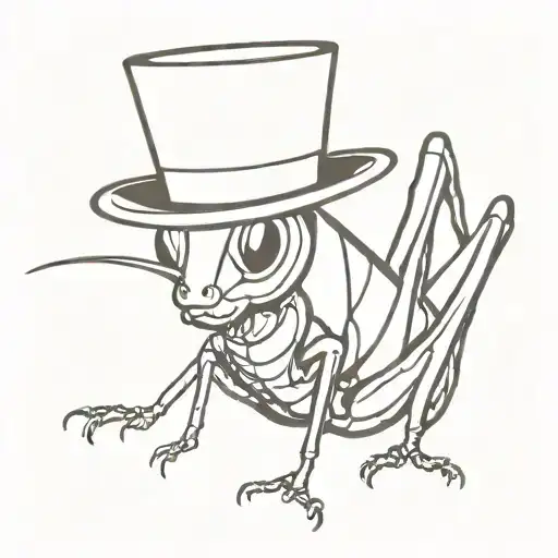 grasshopper with top hat tattoo design idea