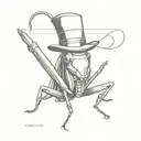 grasshopper with top hat tattoo design idea