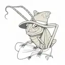 grasshopper with top hat tattoo design idea