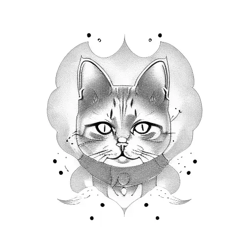 cat ghost  tattoo design idea