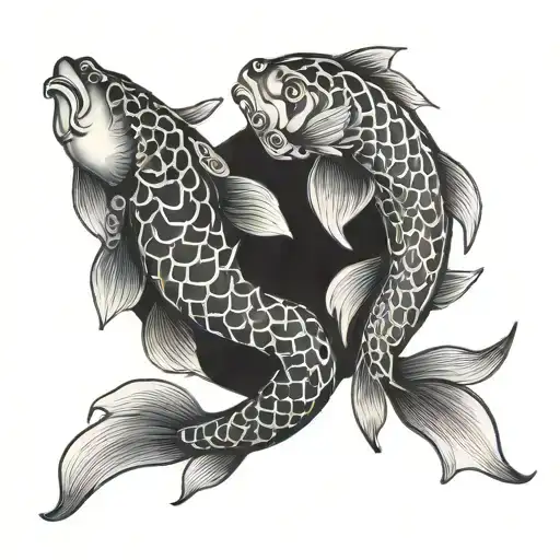 Yin Yang koi fish tattoo design idea
