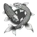 Yin Yang koi fish tattoo design idea