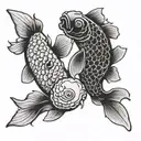 Yin Yang koi fish tattoo design idea