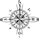 compass with clock tattoo design idea