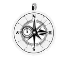 compass with clock tattoo design idea