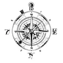compass with clock tattoo design idea