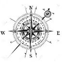 compass with clock tattoo design idea