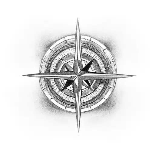 A black and grey compass with a crown at the center, symbolizing the guidance and leadership of a queen tattoo design idea