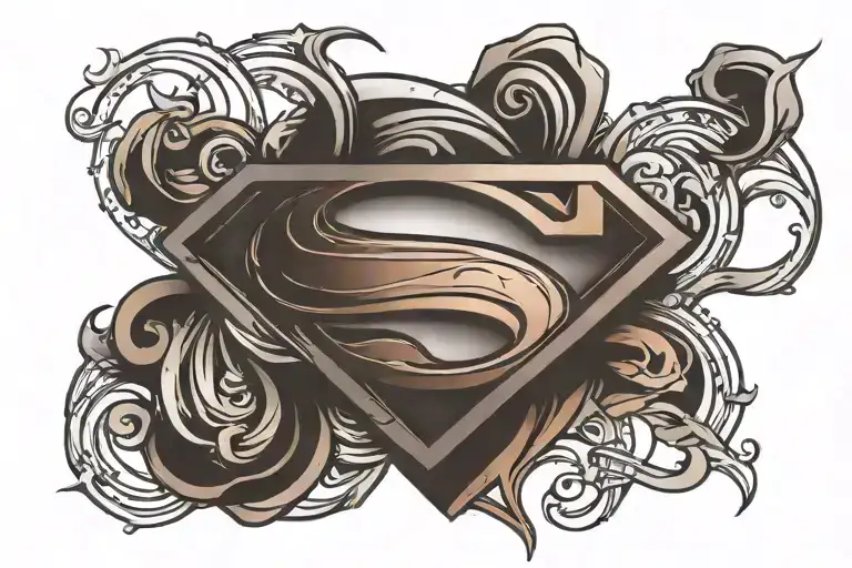 Superman symbol integrated tattoo design idea