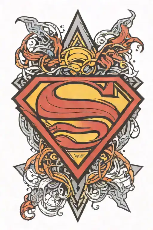 Superman symbol intertwined tattoo design idea