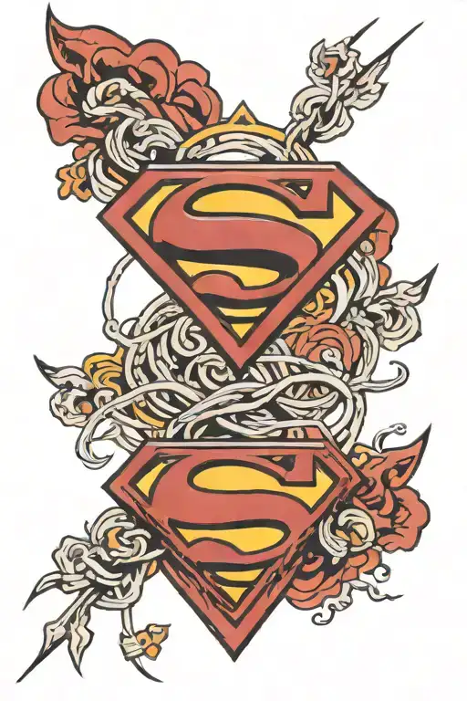 Superman symbol intertwined tattoo design idea