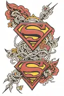 Superman symbol intertwined tattoo design idea