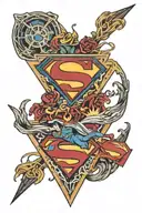 Superman symbol intertwined tattoo design idea