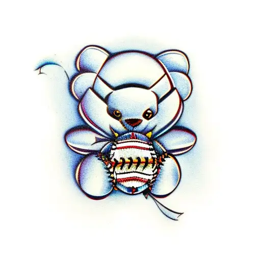 butterfly teddy bear and baseball tattoo design idea