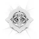 stamp style, fine line  tattoo design idea