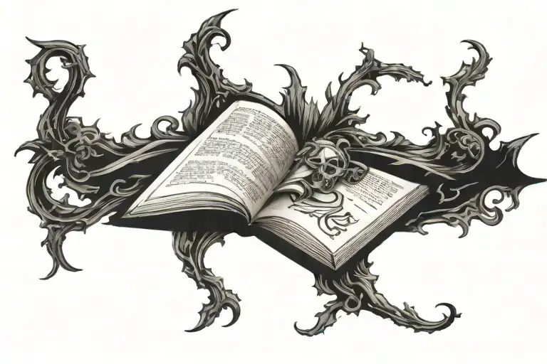open fantasy book tattoo design idea