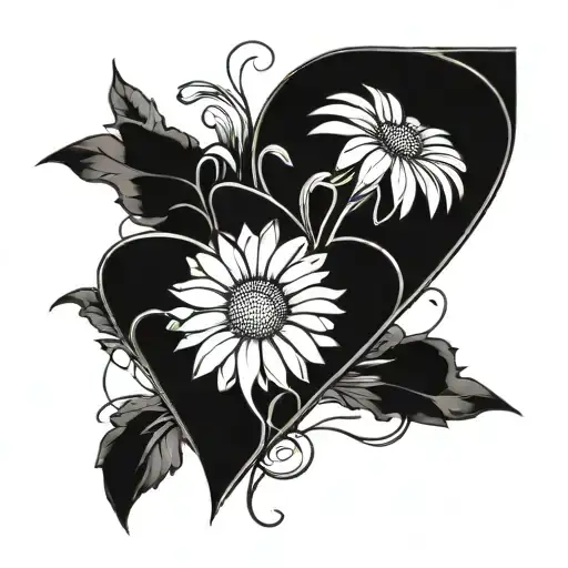HEART DAISIES  tattoo design idea