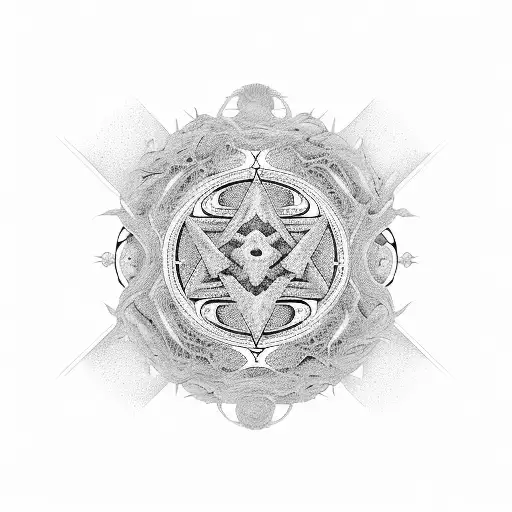 Generate an image that visually represents the mantra ‘one is all and all is one’ using elements inspired by the anime F tattoo design idea
