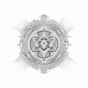 Generate an image that visually represents the mantra ‘one is all and all is one’ using elements inspired by the anime F tattoo design idea