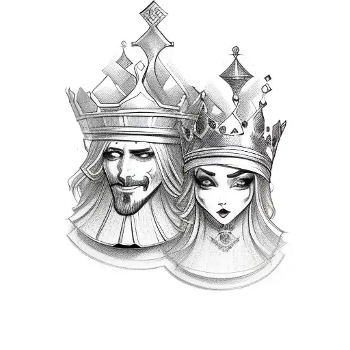 Tattoo uploaded by Ink or Dye Studio • His and Hers, King and Queen sketch  art. • Tattoodo