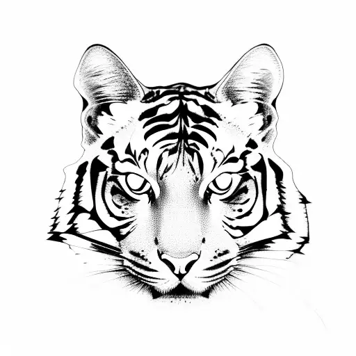 cat tiger full body tattoo design idea