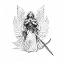 guardian angel with sword tattoo design idea