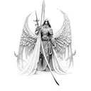 guardian angel with sword tattoo design idea