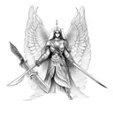 guardian angel with sword tattoo design idea