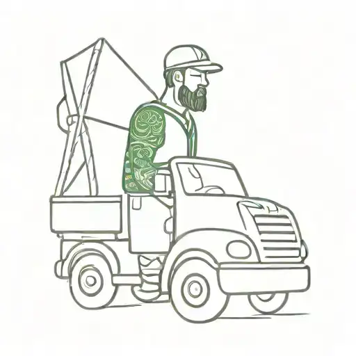 A minimalist tattoo design of a truck driver wearing a Celtic FC scarf tattoo design idea