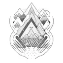 rombo, pistones  de coche, mar y montaña snowboard tattoo design idea