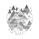 rombo, pistones  de coche, mar y montaña snowboard tattoo design idea