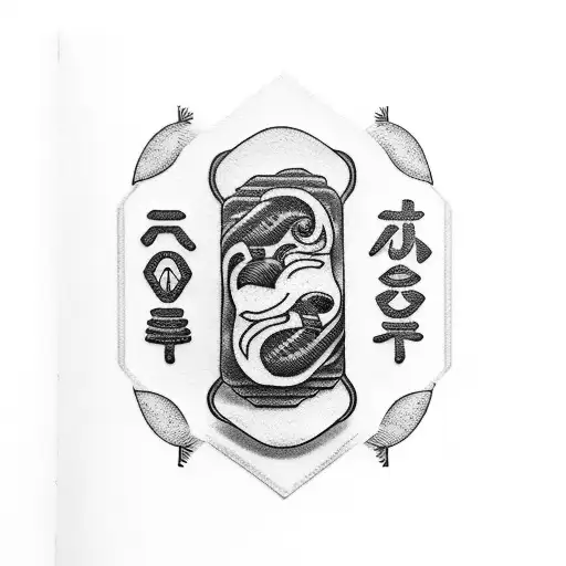 An open book with sushi rolls as bookmarks tattoo design idea