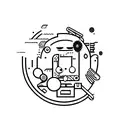 A machine operator surrounded by sushi-themed machinery tattoo design idea