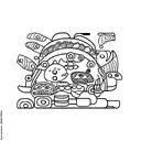 A machine operator surrounded by sushi-themed machinery tattoo design idea